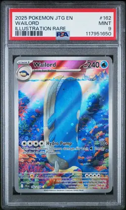 2025 POKEMON JTG EN-JOURNEY TOGETHER ILLUSTRATION RARE #162 WAILORD PSA 9 - Image 1