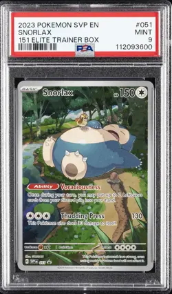2023 POKEMON SVP EN-SV BLACK STAR PROMO 151 ELITE TRAINER BOX #051 SNORLAX PSA 9 - Image 1