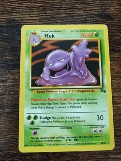 Pokemon Fossil Muk 28/62 Non Holo Rare LP - Image 1