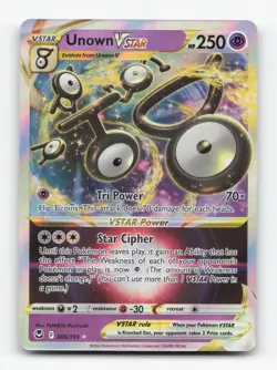 Pokemon TCG - Unown VSTAR 066/195 Near Mint Holo VSTAR Rare Silver Tempest - Image 1