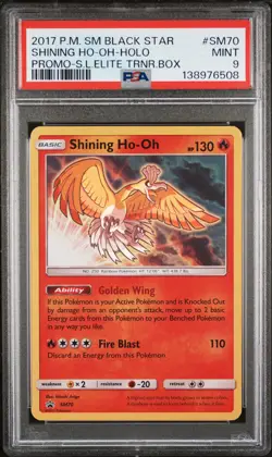 2017 POKEMON SM BLACK STAR PROMO #SM70 SHINING HO-OH-HOLO PSA 9 - Image 1