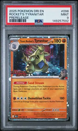 7592 Team Rocket's Tyranitar 2025 Pokemon Destined Rivals #096 Promos Holo PSA 9 - Image 1