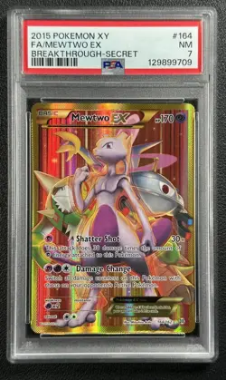 MEWTWO PSA 7 2015 POKEMON XY BREAKTHROUGH #164/162 FULL ART FA SECRET RARE 9709 - Image 1