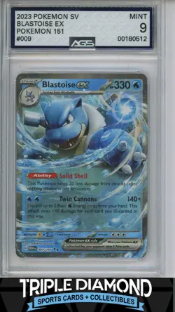 2023 Pokemon SV MEW EN 151 #009/165 Blastoise ex AGS 9 Mint F957 - Image 1