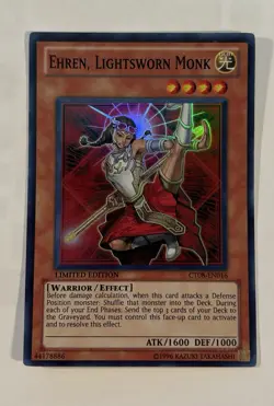 YUGIOH EHREN, LIGHTSWORN MONK LIMITED EDITION CT08-EN016 SUPER VLP - Image 1