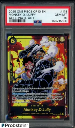 2025 One Piece OP10 EN Monkey D. Luffy #118 PSA 10 GEM MINT - Image 1