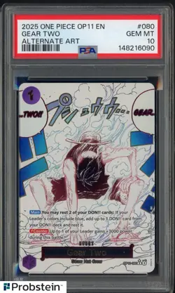 2025 One Piece OP11 EN #080 Gear Two Alternate Art PSA 10 GEM MINT - Image 1