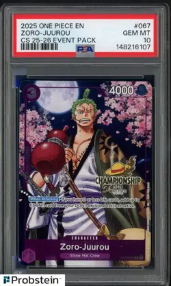 2025 One Piece CS25-26 Event Pack #067 Zoro-Juurou PSA 10 GEM MINT - Image 1