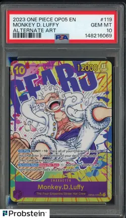 2023 One Piece OP05 En Alternate Art #119 Monkey D. Luffy PSA 10 GEM MINT - Image 1