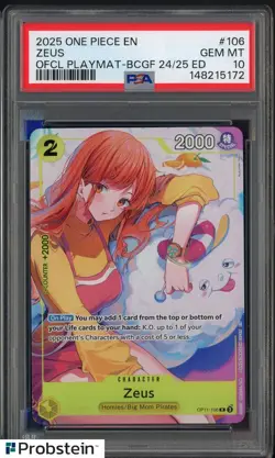 2025 One Piece EN Ofcl Playmet Set BCGF 24/25 #106 Zeus PSA 10 GEM MINT - Image 1