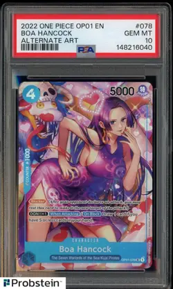 2022 One Piece OP01 EN Alternate Art #078 Boa Hancock PSA 10 GEM MINT - Image 1