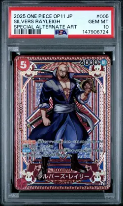 2025 ONE PIECE JAPANESE OP11-A FIST OF DIVINE SPEED #005 SILVERS RAYLEIGH PSA 10 - Image 1