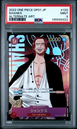 2022 ONE PIECE JAPANESE OP01-ROMANCE DAWN ALTERNATE ART #120 SHANKS PSA 9 - Image 1