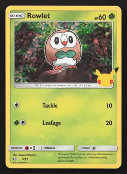 Pokemon Rowlet - 7/25 Promo McDonald's 25th Anniversary Promos 007/025 NM - Image 1