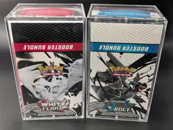 2x Pokemon SV10.5 Black Bolt White Flare Sealed Booster Bundle Display W/Acrylic - Image 1