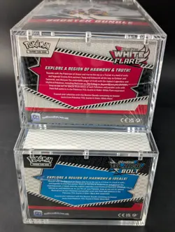 2x Pokemon SV10.5 Black Bolt White Flare Sealed Booster Bundle Display W/Acrylic - Image 3