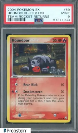 2004 Pokemon Ex Team Rocket Returns #59 Houndour Reverse Foil PSA 9 MINT - Image 1