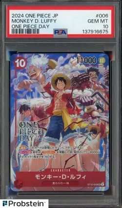2025 One Piece Japanese One Piece Day #006 Monkey D Luffy PSA 10 GEM MINT - Image 1
