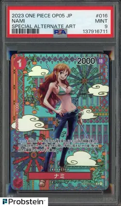 2023 One Piece OP05 Japanese #016 Nami Special Alternate Art PSA 9 MINT - Image 1