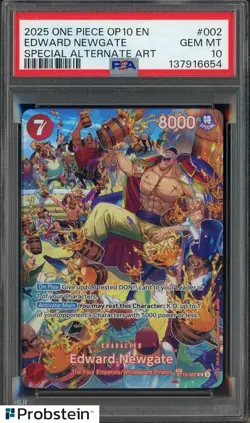 2024 One Piece OP10 JPN Special Alternate Art 002 Edward Newgate PSA 10 GEM MINT - Image 1