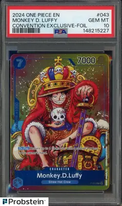 2024 One Piece EN Convention Exclusive Foil #043 Monkey D. Luffy PSA 10 GEM MINT - Image 1