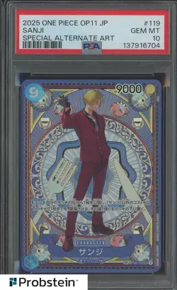 2025 One Piece OP11 JPN #119 Sanji Special Alternate Art PSA 10 GEM MINT - Image 1