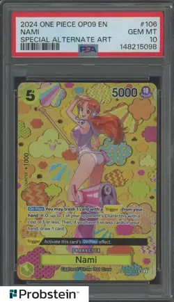 2024 One Piece OP09 EN #106 Nami Special Alternate Art PSA 10 GEM MINT - Image 1