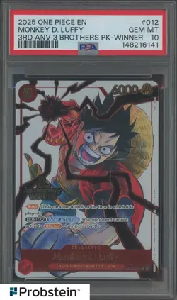 2025 One Piece EN 3rd Anniversary Tmnt 3 Brhtrs #012 Monkey D. Luffy PSA 10 - Image 1