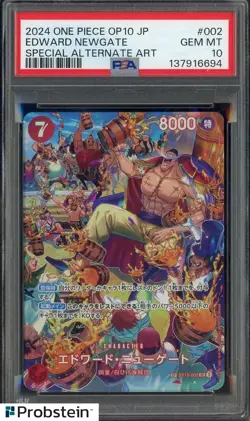2024 One Piece OP10 JPN Special Alternate Art 002 Edward Newgate PSA 10 GEM MINT - Image 1
