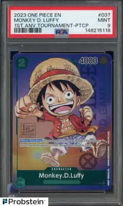 2023 One Piece EN 1st ANV Tournament PTCP #037 Monkey.D.Luffy PSA 9 MINT - Image 1