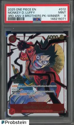 2025 One Piece EN 3rd Anniversary Tmnt 3 Brhtrs #012 Monkey D. Luffy PSA 9 - Image 1