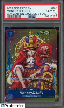 2024 One Piece EN Convention Exclusive Foil #043 Monkey D. Luffy PSA 10 GEM MINT - Image 1