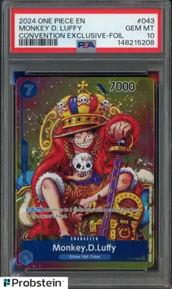 2024 One Piece EN Convention Exclusive Foil #043 Monkey D. Luffy PSA 10 GEM MINT - Image 1