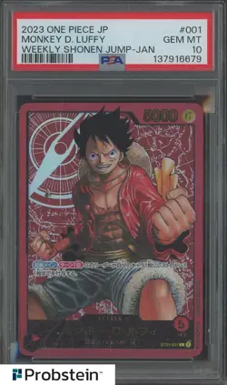 Monkey D. Luffy ST01-001 Weekly Shonen Jump Promo Japanese ONE PIECE 2023 PSA 10 - Image 1