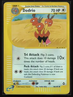 Reverse Holo E-Reader Dodrio 046/147 Aquapolis Yukiko Baba Pokemon TCG Card - Image 1