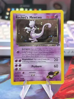 Rocket's Mewtwo 14/132 Holo Rare Gym Challenge Pokemon Card HP Great for Binder - Image 1