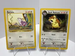 (2) Pokemon TCG Cards Base Set Rattata And Team Rocket Dark Raticate - Image 1