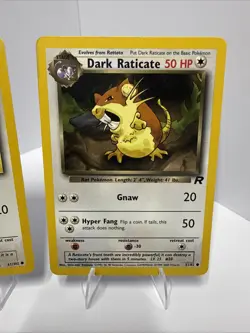 (2) Pokemon TCG Cards Base Set Rattata And Team Rocket Dark Raticate - Image 3