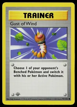 Pokemon Card - Gust of Wind Base Set Shadowless 93/102 1st Edition Common - Image 1