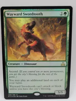 Wayward Swordtooth Foil RIX 150/196 MTG Rivals of Ixalan LP Rare Dinosaur EDH - Image 1