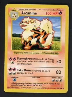 1999 Pokemon Game Base Set Shadowless #23/102 Arcanine - Image 1