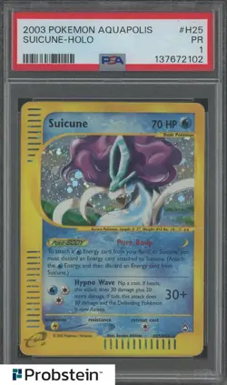 2003 Pokemon Aquapolis #H25 Suicune Holo PSA 1 PR - Image 1