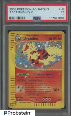 2003 Pokemon Aquapolis #H2 Arcanine Holo PSA 1 PR - Image 1