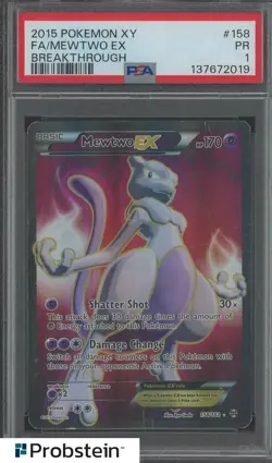 2015 Pokemon XY Breakthrough #158 Mewtwo Ex FA PSA 1 PR - Image 1