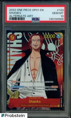 2022 One Piece OP01 Alternate Art #120 Shanks PSA 10 GEM MINT - Image 1