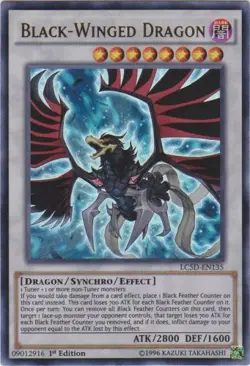 Yugioh! LP Black-Winged Dragon - LC5D-EN135 - Ultra Rare - 1st Edition Lightly P - Image 1