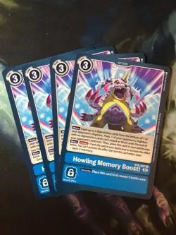 x4 Digimon Card Game Howling Memory Boost! BT6-097 U NM Playset - Image 1
