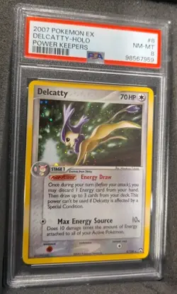 POKEMON CARD DELCATTY HOLO SWIRL 8 EX POWER KEEPERS #8 GRADED PSA 8 VINTAGE - Image 2