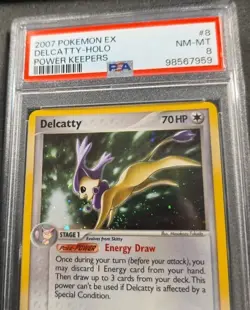 POKEMON CARD DELCATTY HOLO SWIRL 8 EX POWER KEEPERS #8 GRADED PSA 8 VINTAGE - Image 4