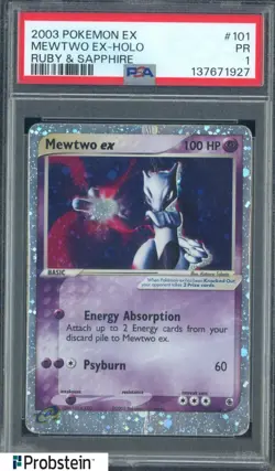 2003 Pokemon Ex Ruby & Sapphire #101 Mewtwo Holo PSA 1 PR - Image 1